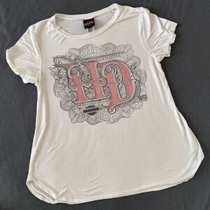 HarleyDavidson Genuine White Short Sleeve Logo Graphic Front Print Tshirt Large
